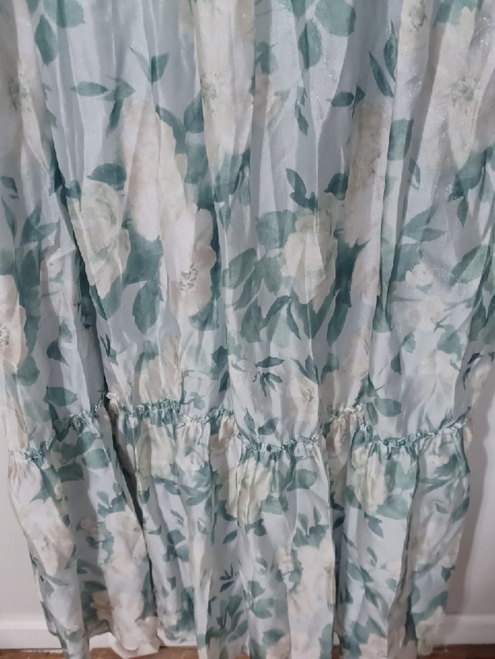 Lulu's Mint Floral Ruffle-Sleeve Maxi Dress. Wedding/Party Dress NWT Sz XL - Picture 8 of 12